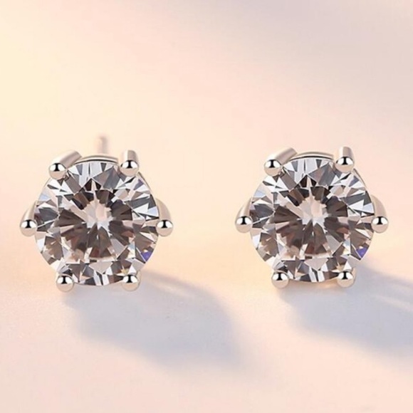NEW 2CT DIAMOND STERLING SILVER STUD EARRINGS, NICE EARRINGS, CUTE EARRINGS - Picture 4 of 7